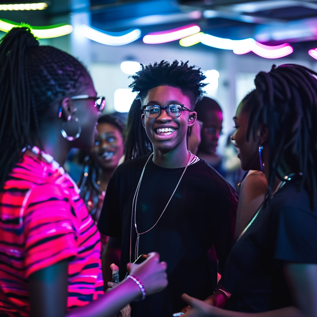 Happy Black Teenagers at Party