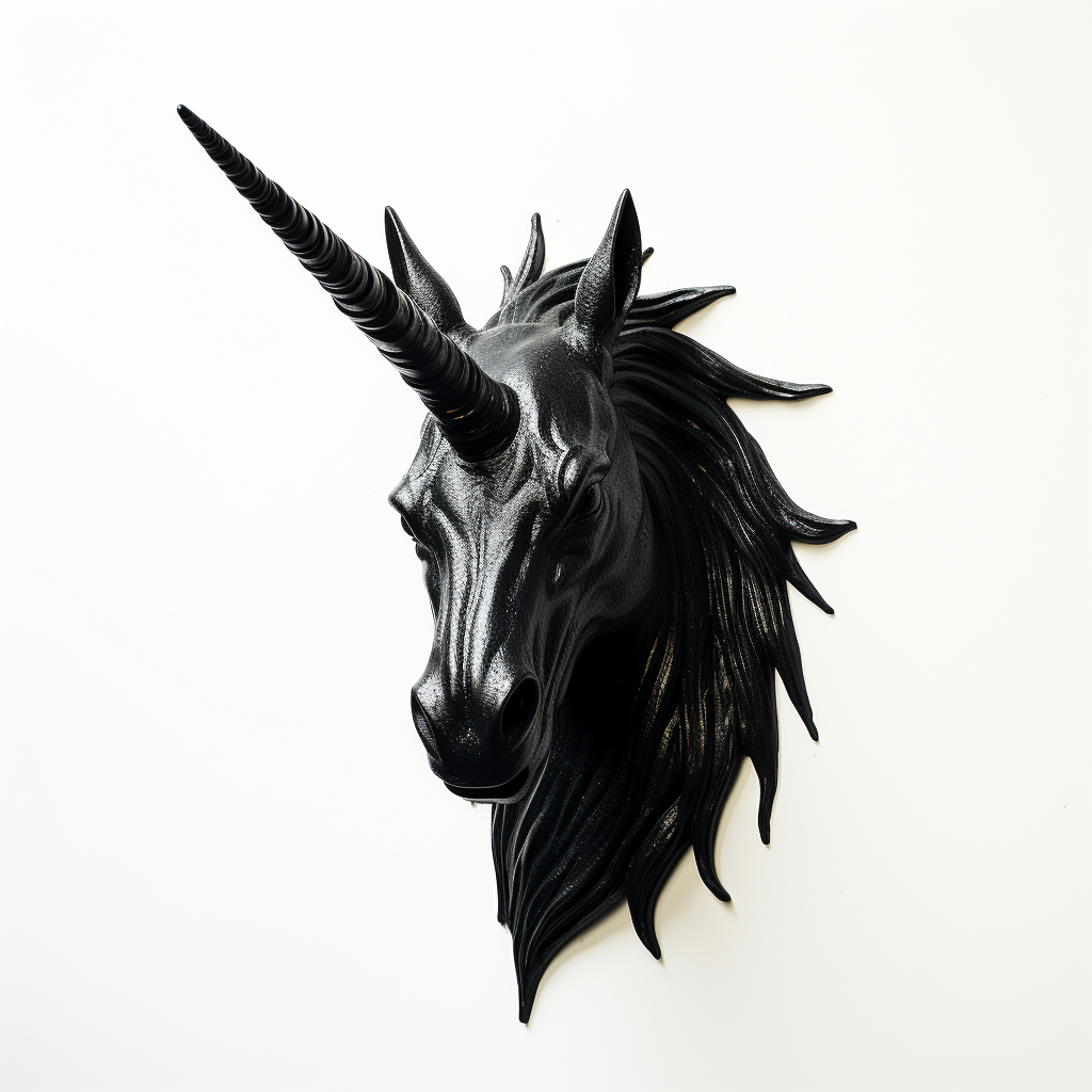 Black Unicorn Head White Background