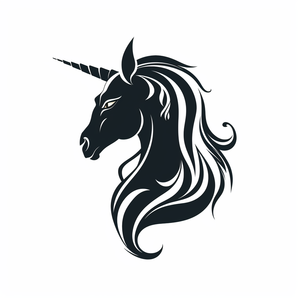 Black Unicorn Letter T on White Background