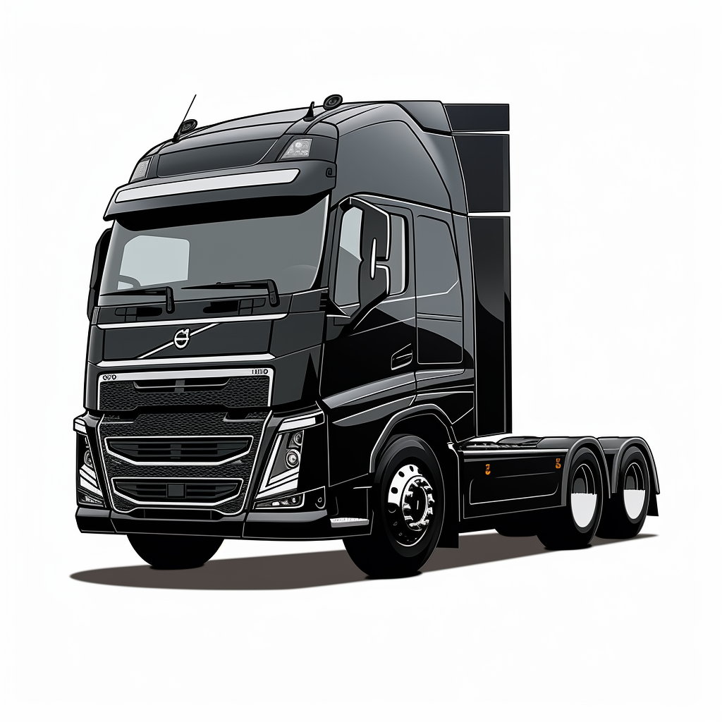 Black Volvo Truck Sketch