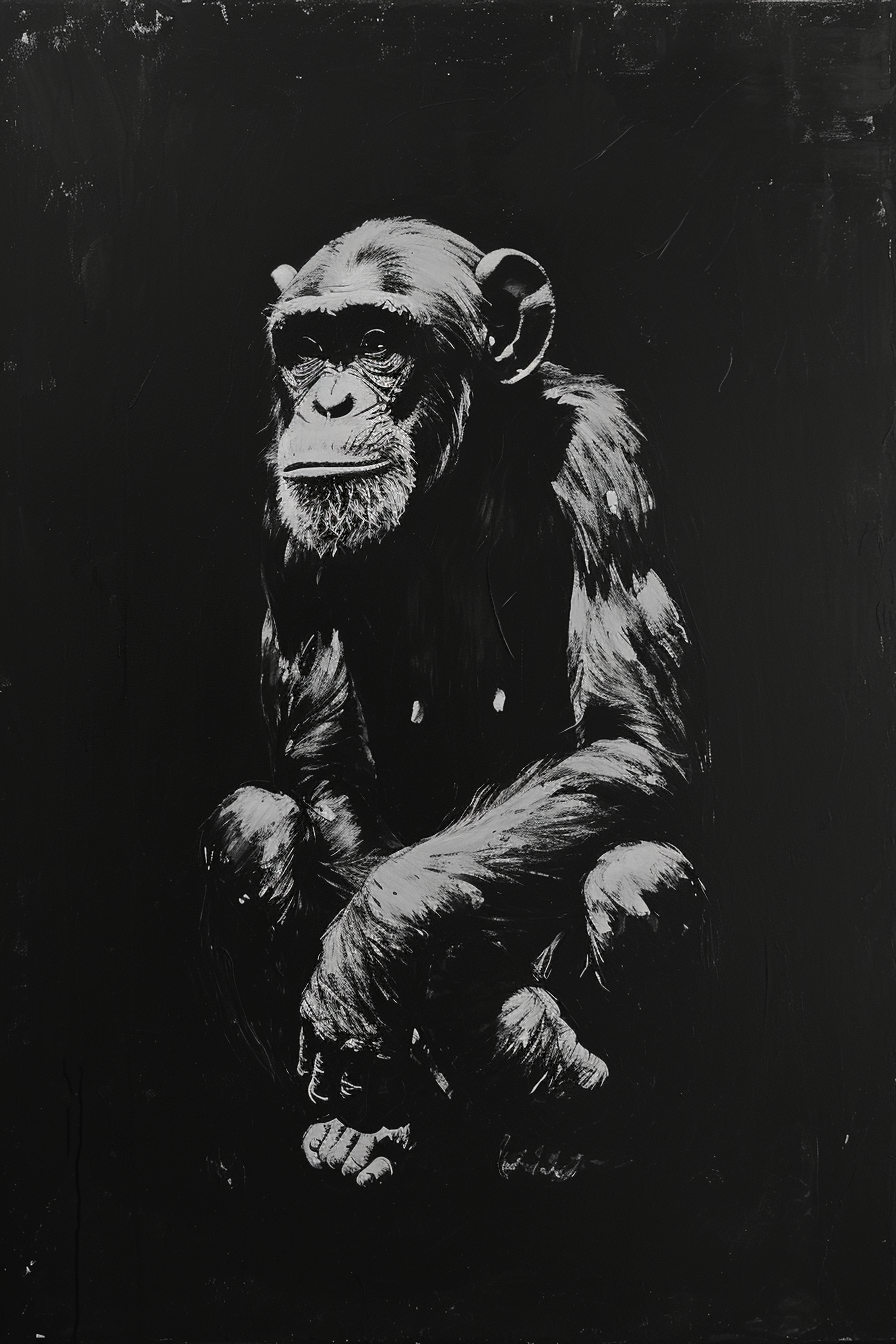 Black and white monkey painting