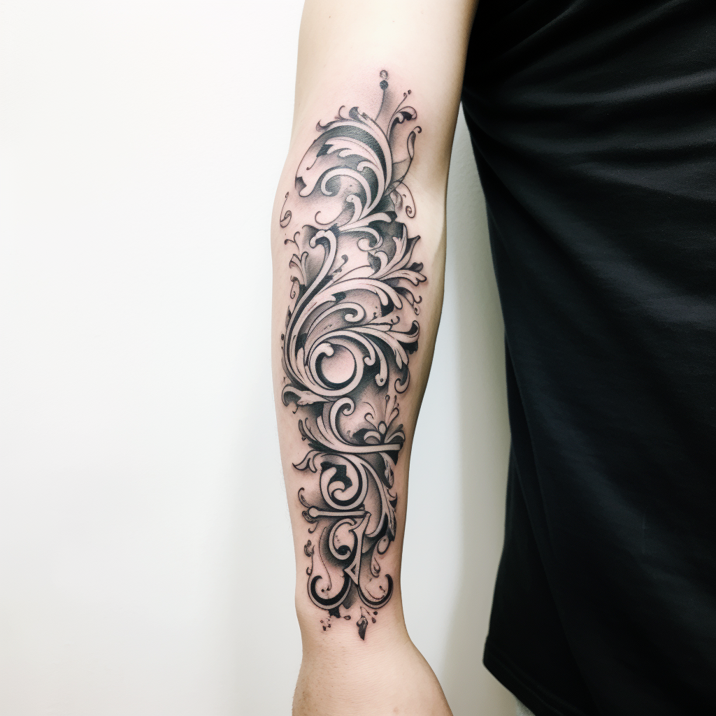 Creative black and white banner scroll tattoo design