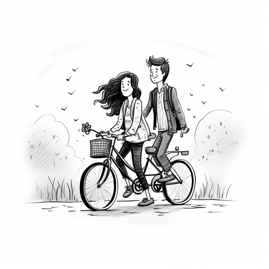 Black and white bike buddy illustration