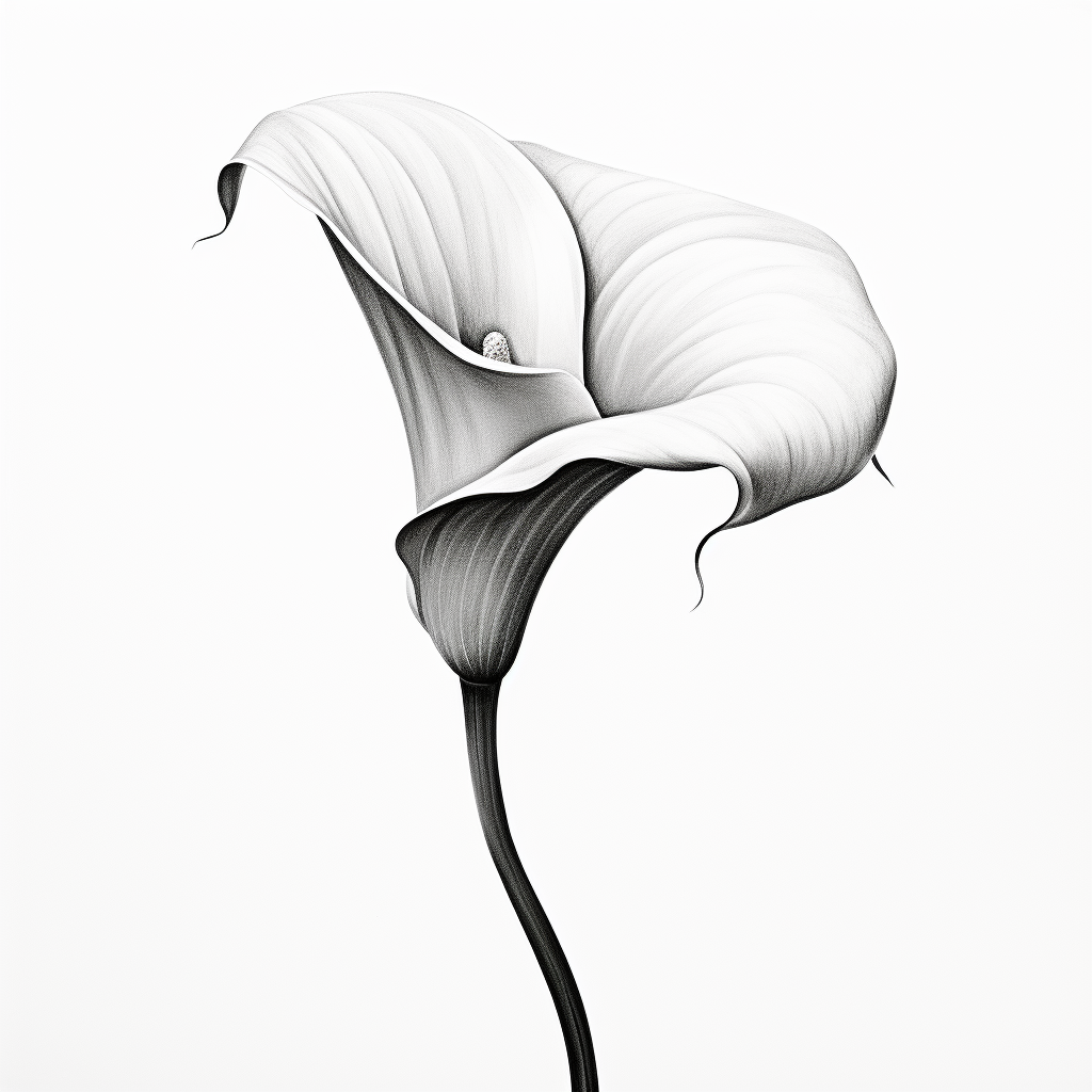 Calla lilly illustration in black and white