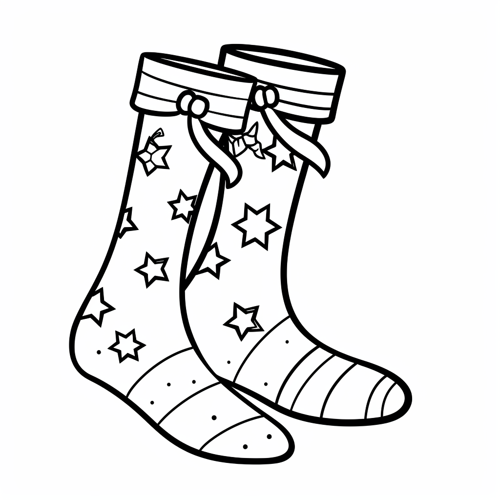 Simple cartoon of black and white Christmas socks