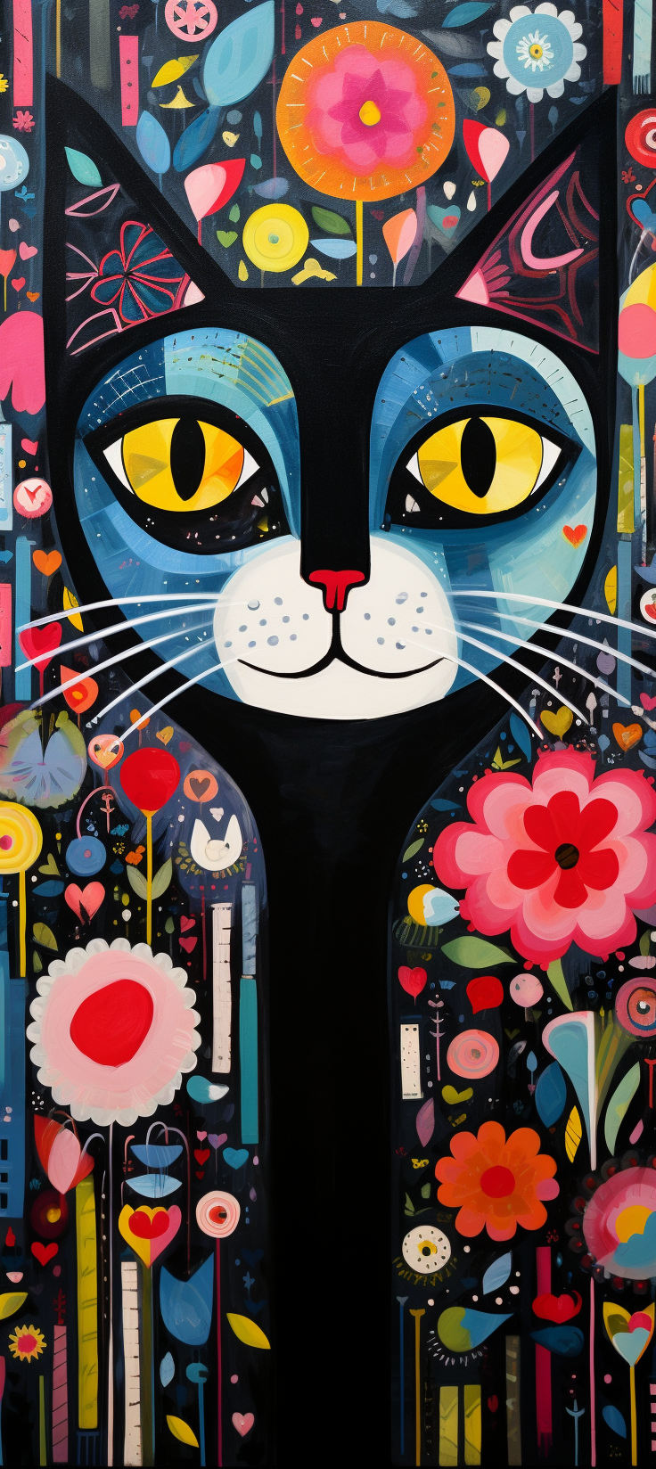 Black and White Cat in Gustav Klimt Style