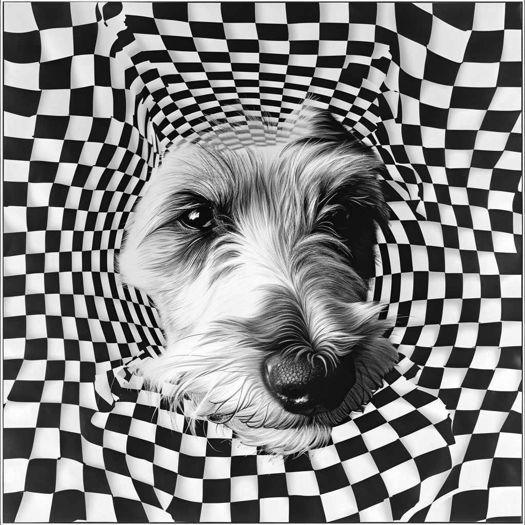 Dog Illusion Checkered Square Art