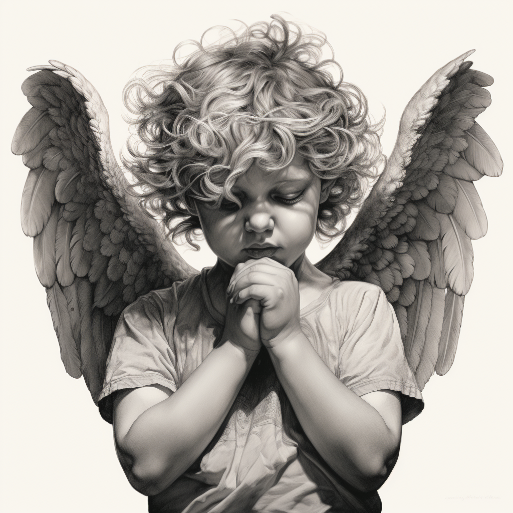 Dreamy cherub angel illustration