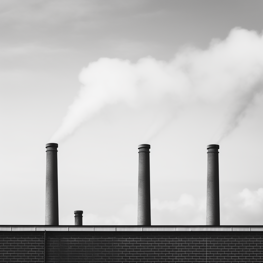 Black and white chimneys releasing pollution