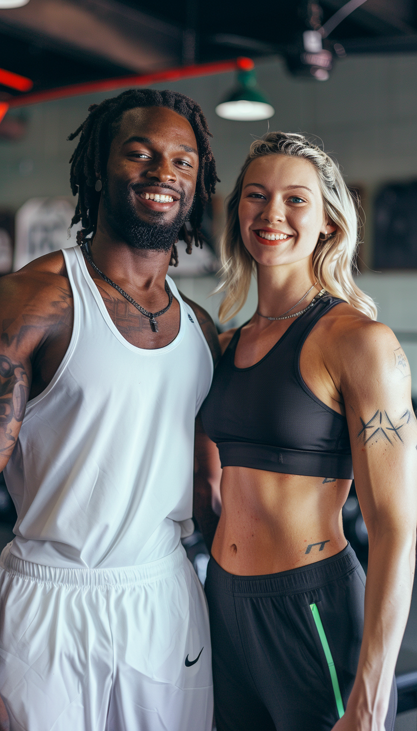 Black White Gym Smiling Image