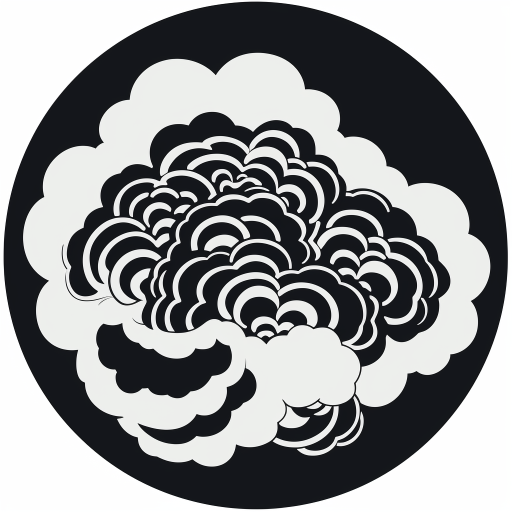 Black and White Cloud-shaped Kamon Icon