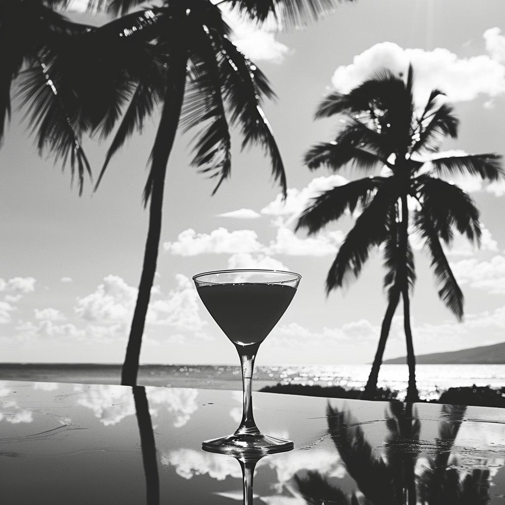 Beach cocktail black white style