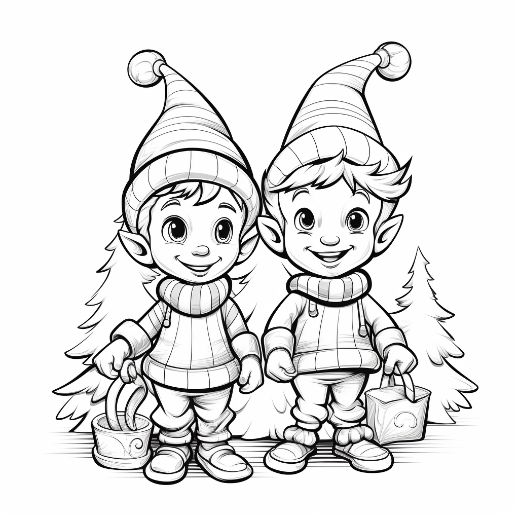 Cute holiday characters in coloring book