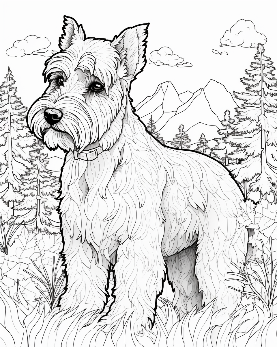 abstract schnauzer dog trees forest background