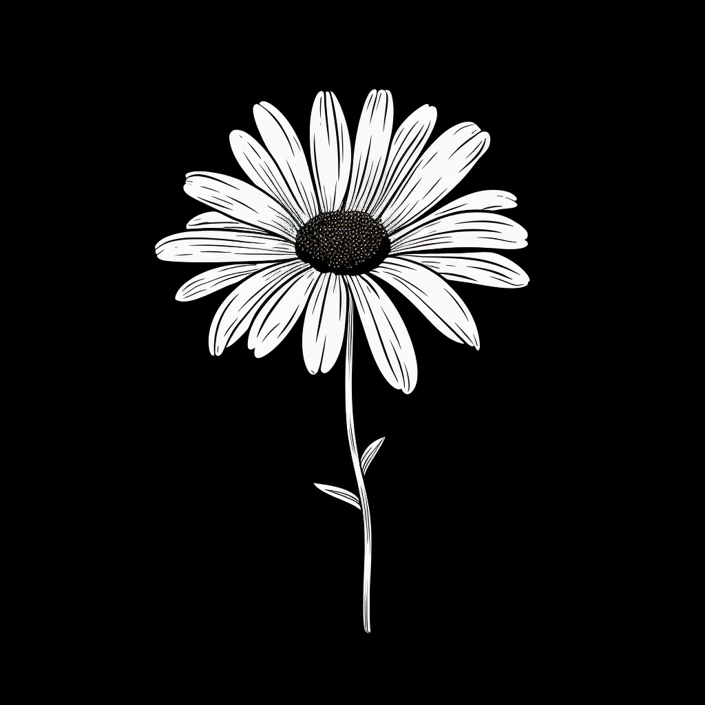 Beautiful daisy silhouette in black and white