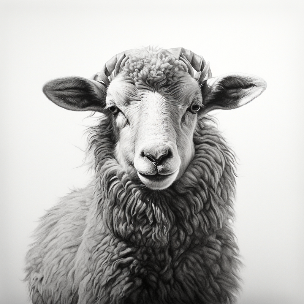 Detailed black and white sheep