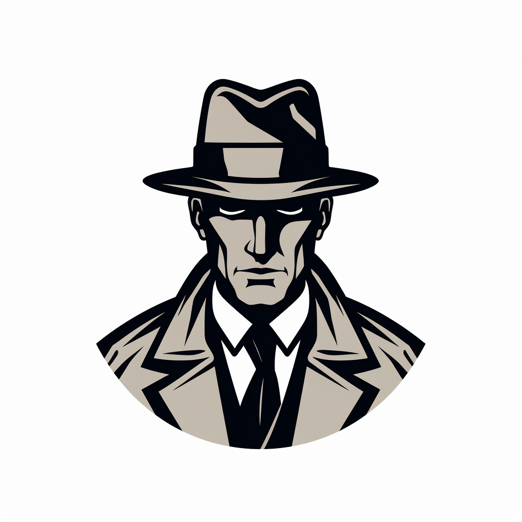 Detective vector sticker in black and white