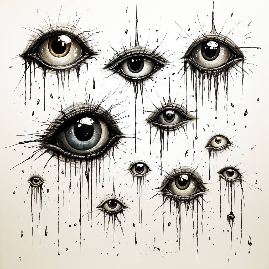 Eye-catching black and white doodle drawings of eyeballs