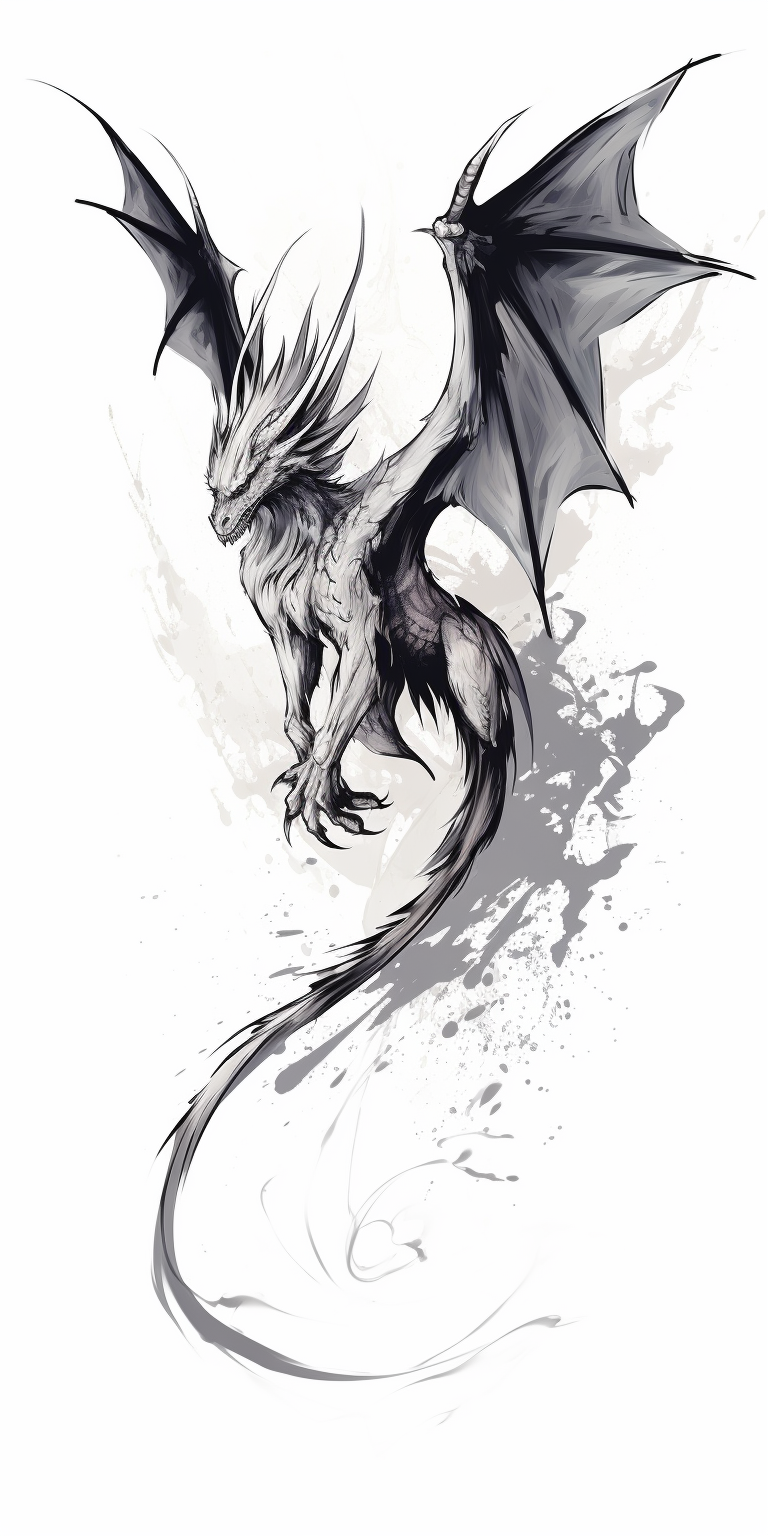 Dragon sketch on white background