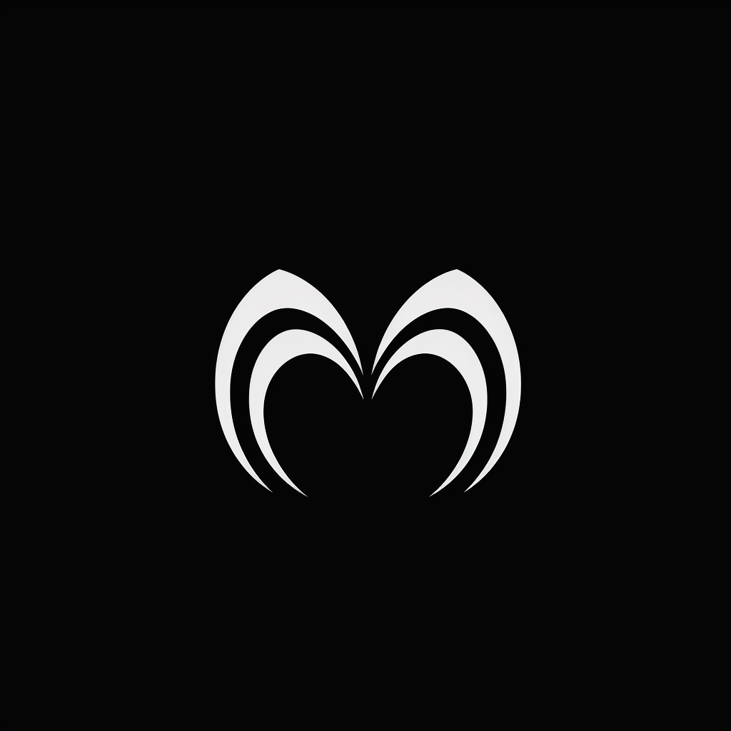 Black and white ear symbol icon on black background