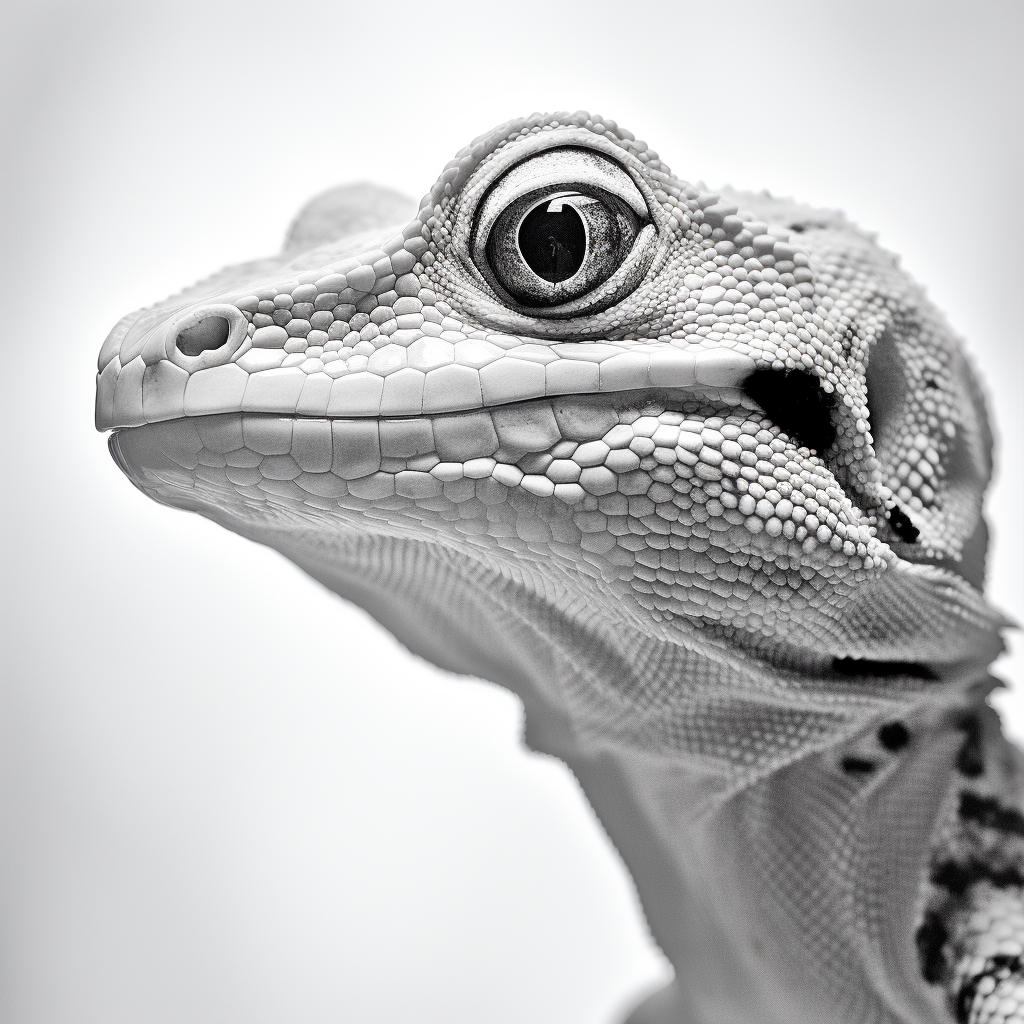 Geometric gecko posing on white background