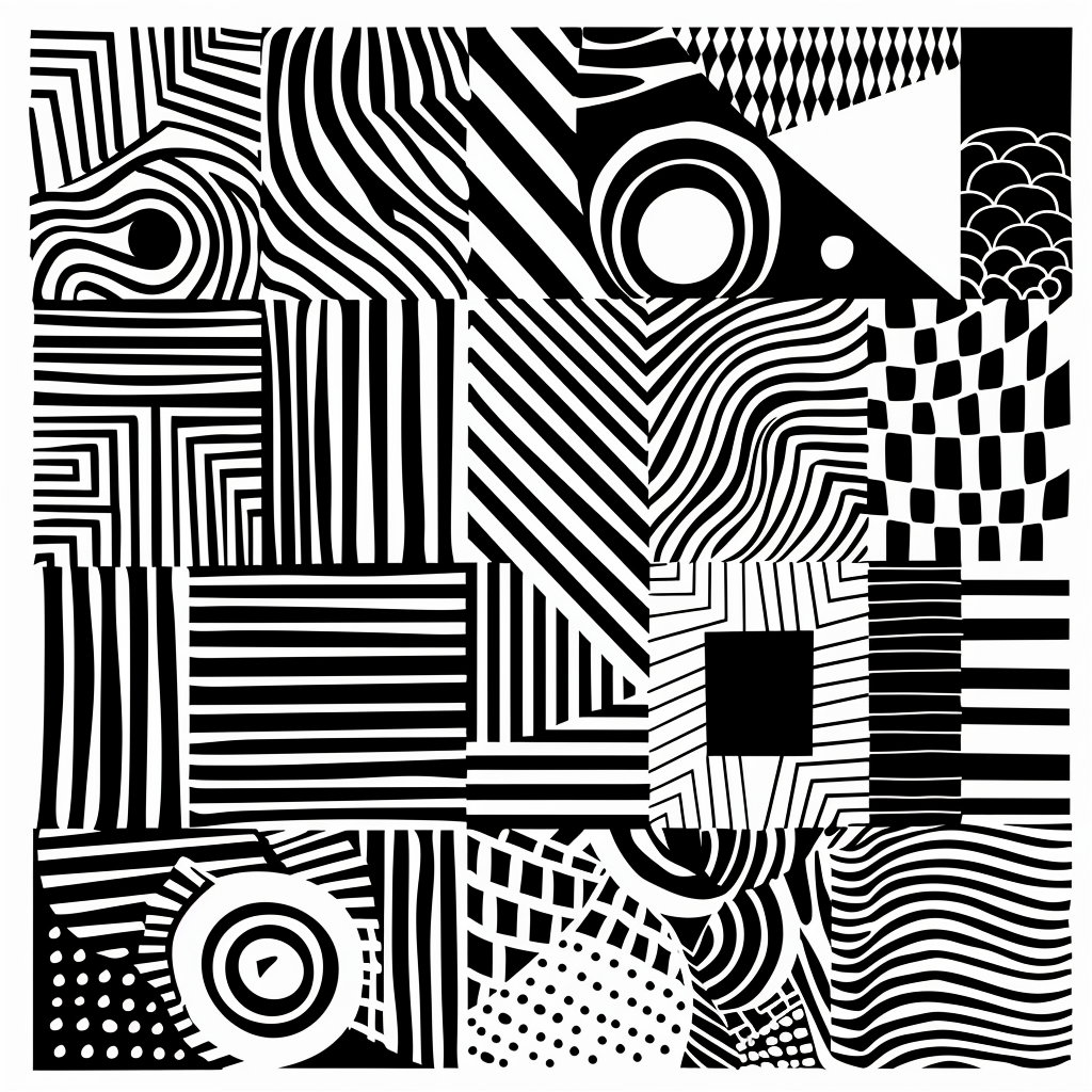 Geometric black white line patterns