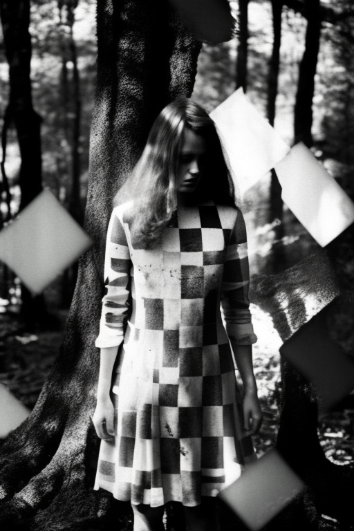 Black and white harlequin in woods