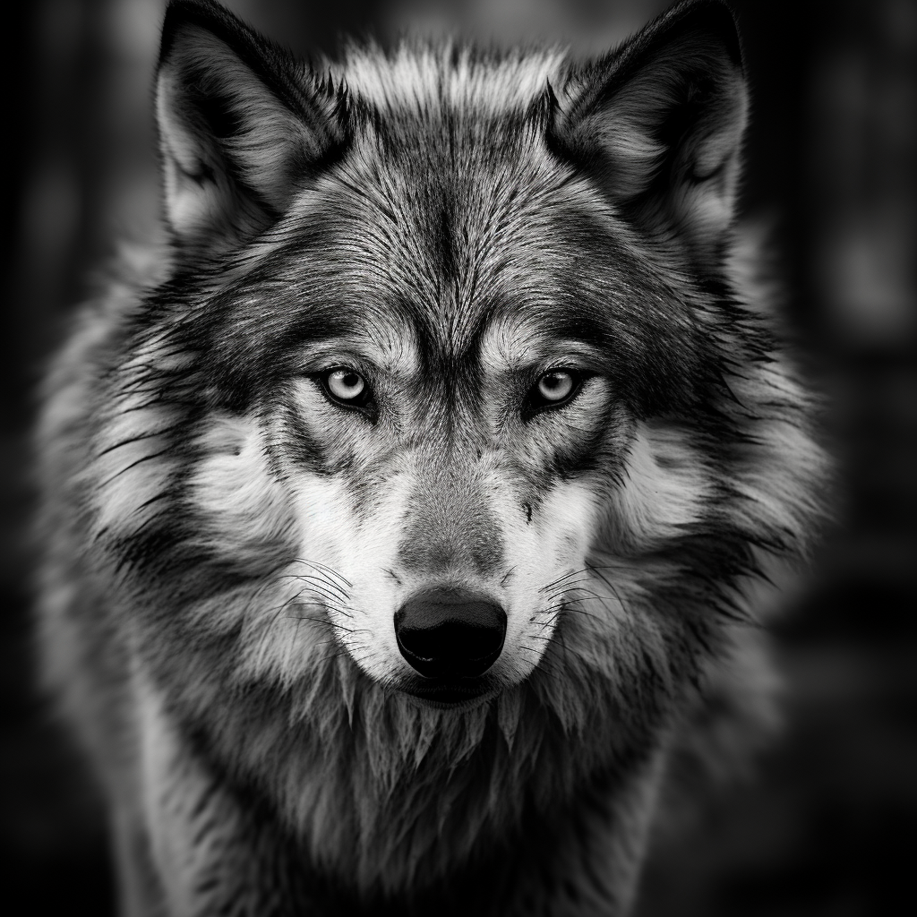 Black and white wolf portrait