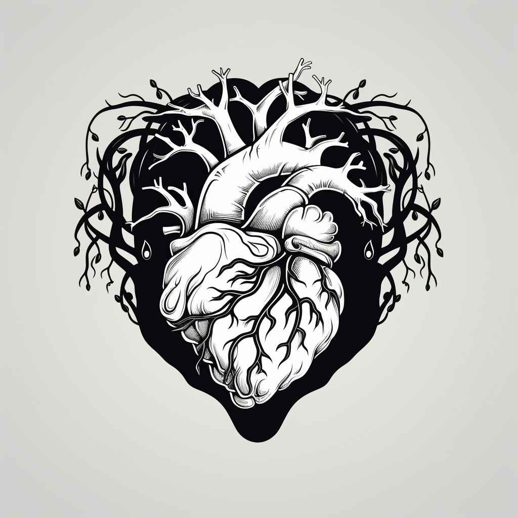 Black and white human heart logo