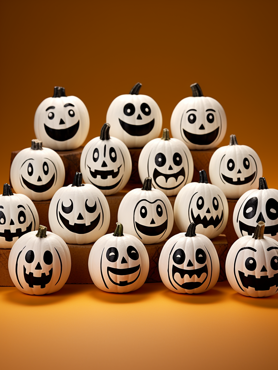 Pattern of black and white jack-o-lanterns