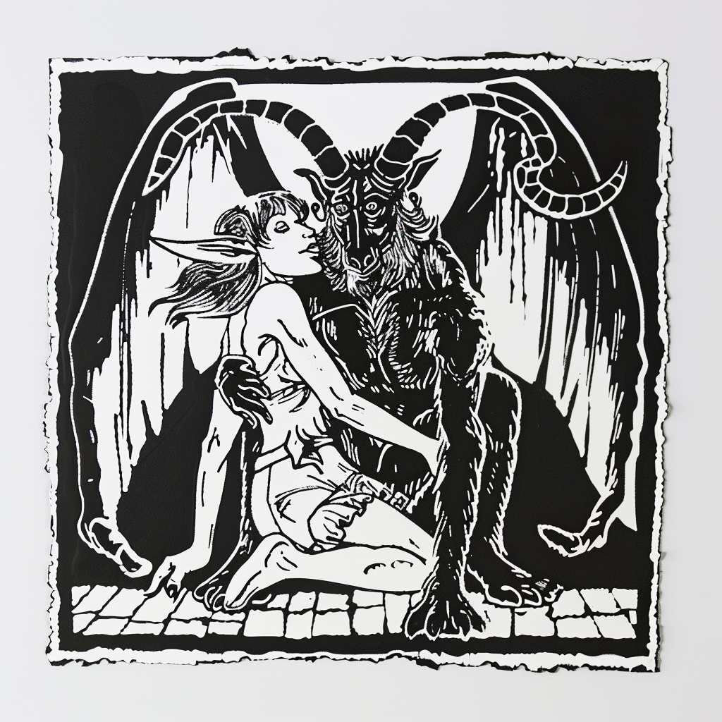 Black White Lilith Baphomet Print