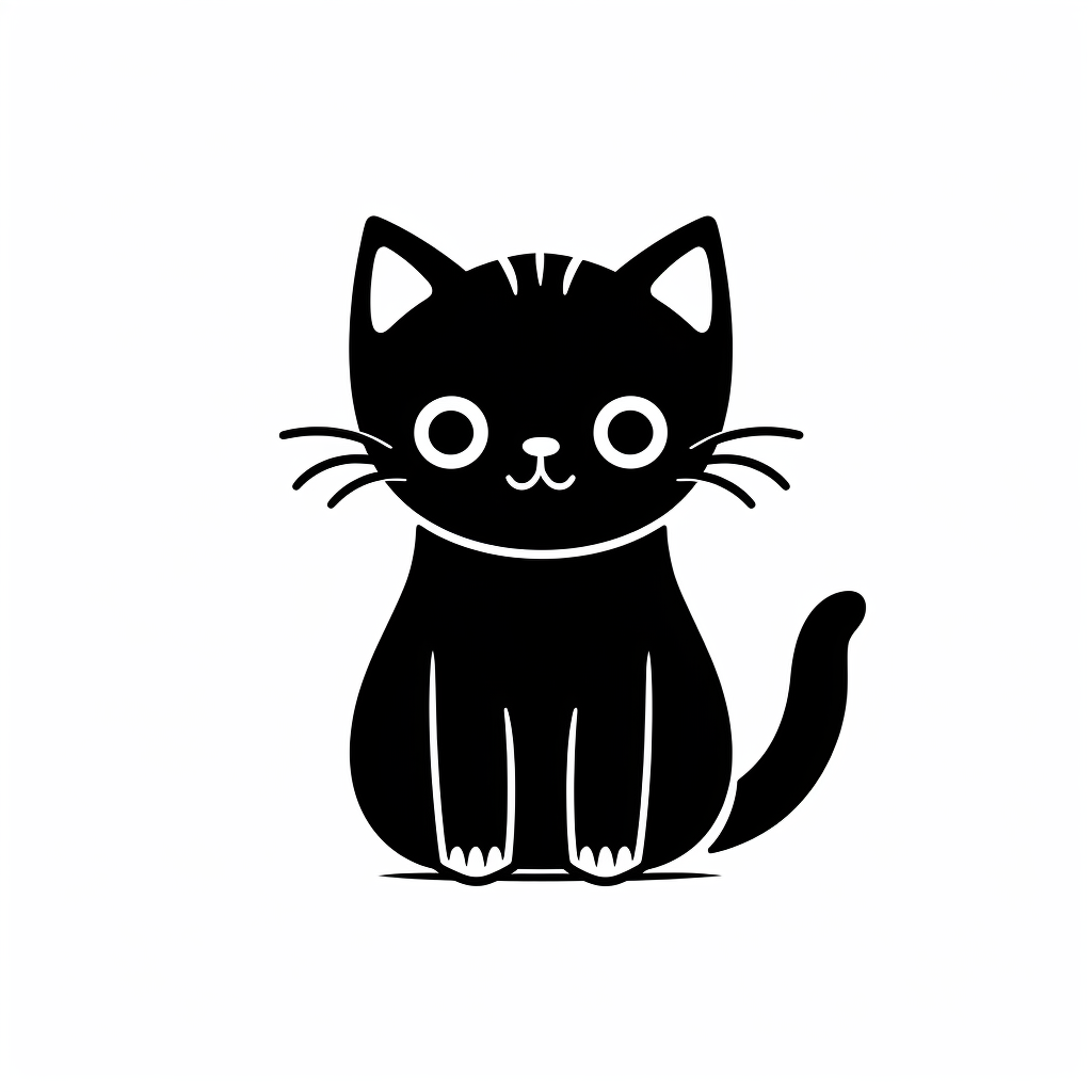 Simple black and white cat illustration