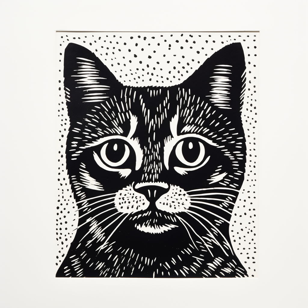 Tank cat lino print