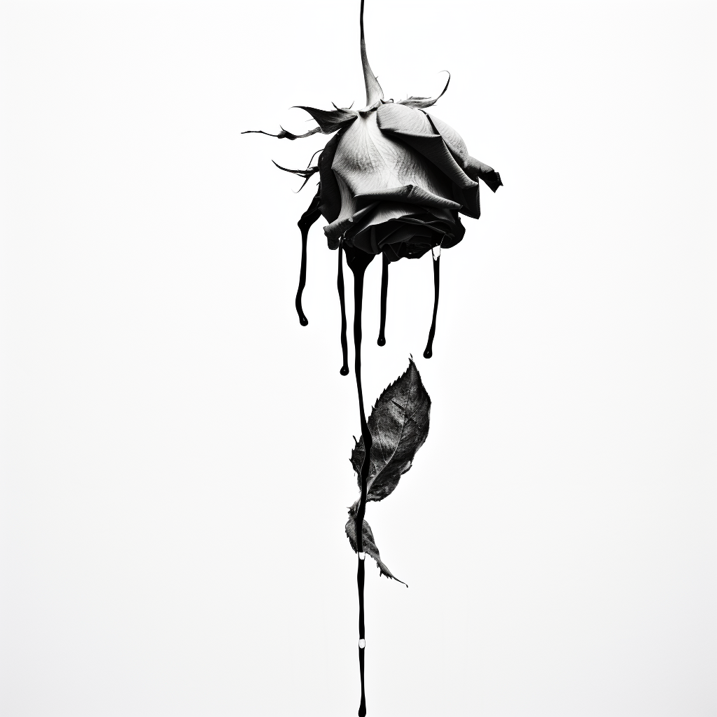 Realistic Black and White Dying Rose