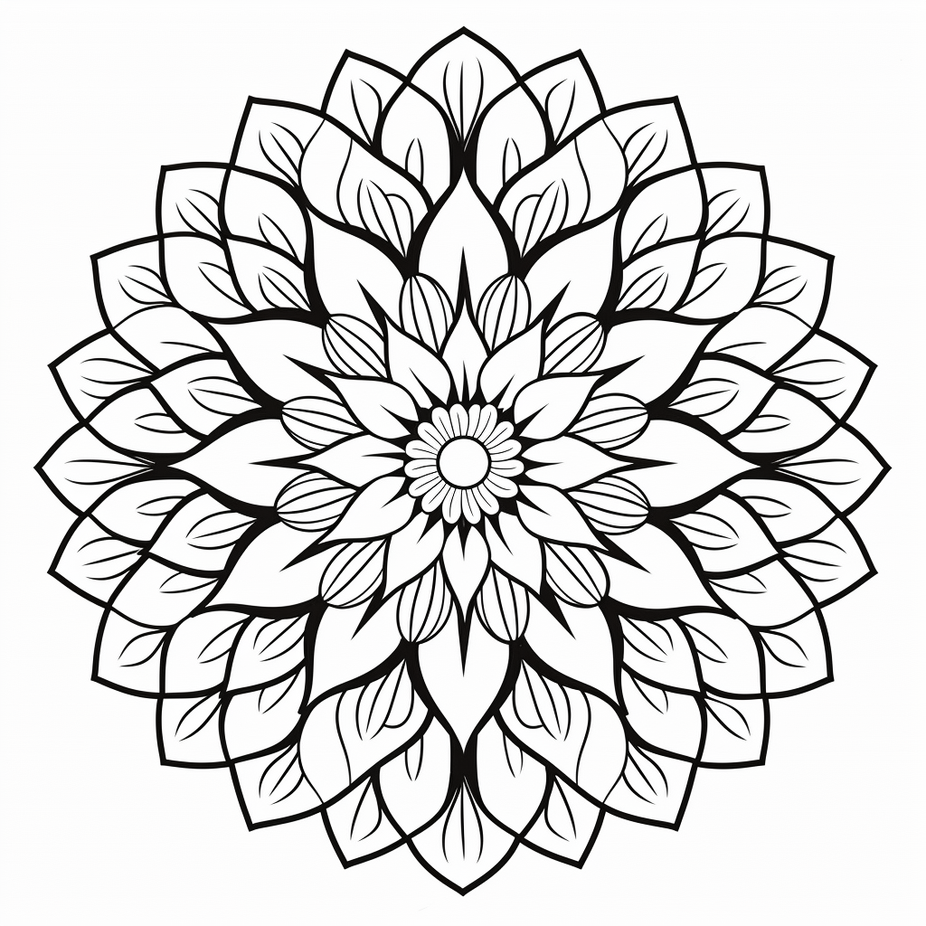 Black and white mandala coloring page for kids