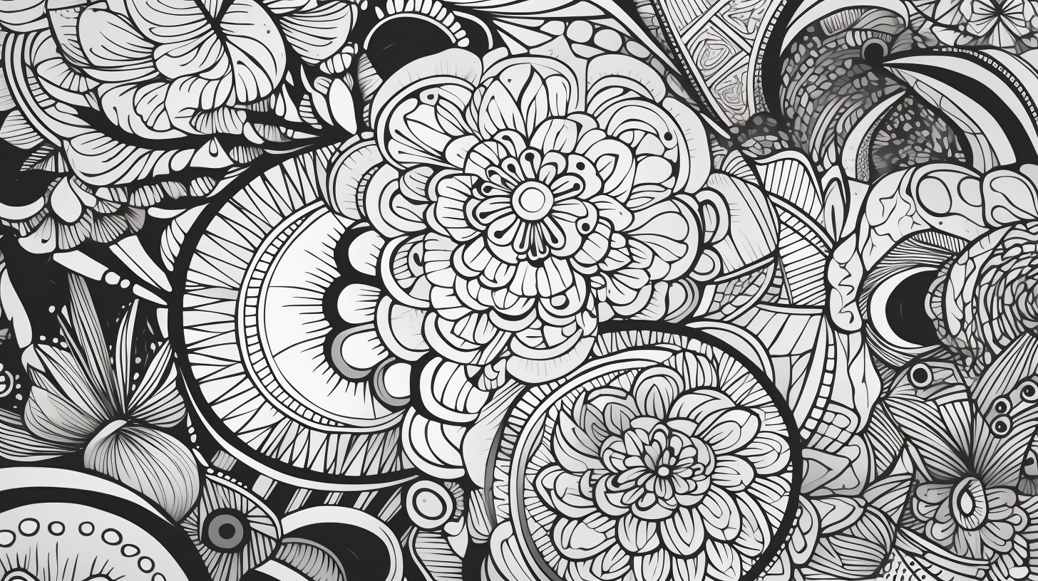 Black and white mandalas coloring page