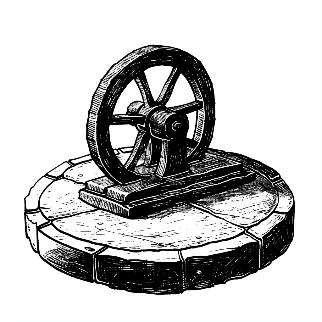 Stone millstone wheel illustration