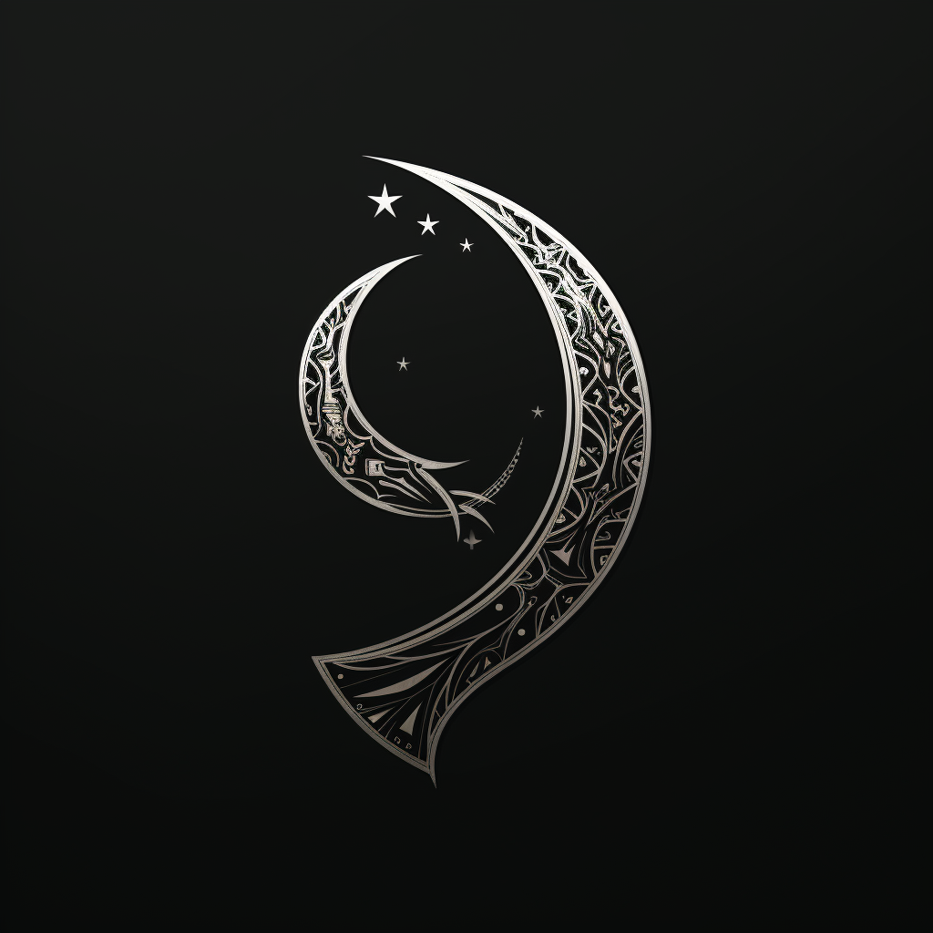 Minimalistic geometric crescent moon logo design