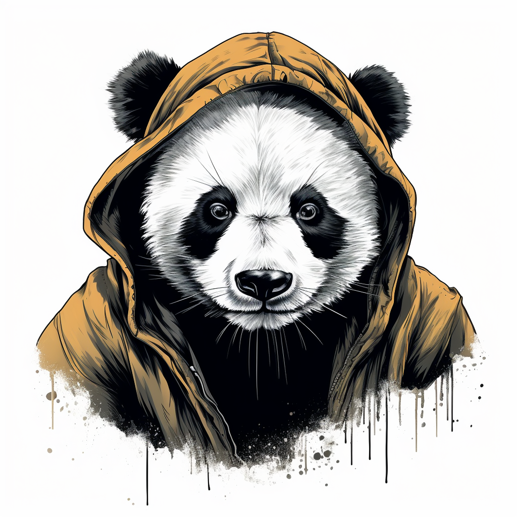 Adorable panda painting on a t-shirt