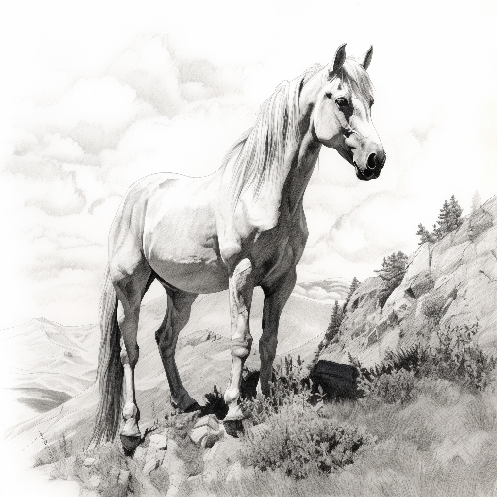 Black and White Horse Sketch