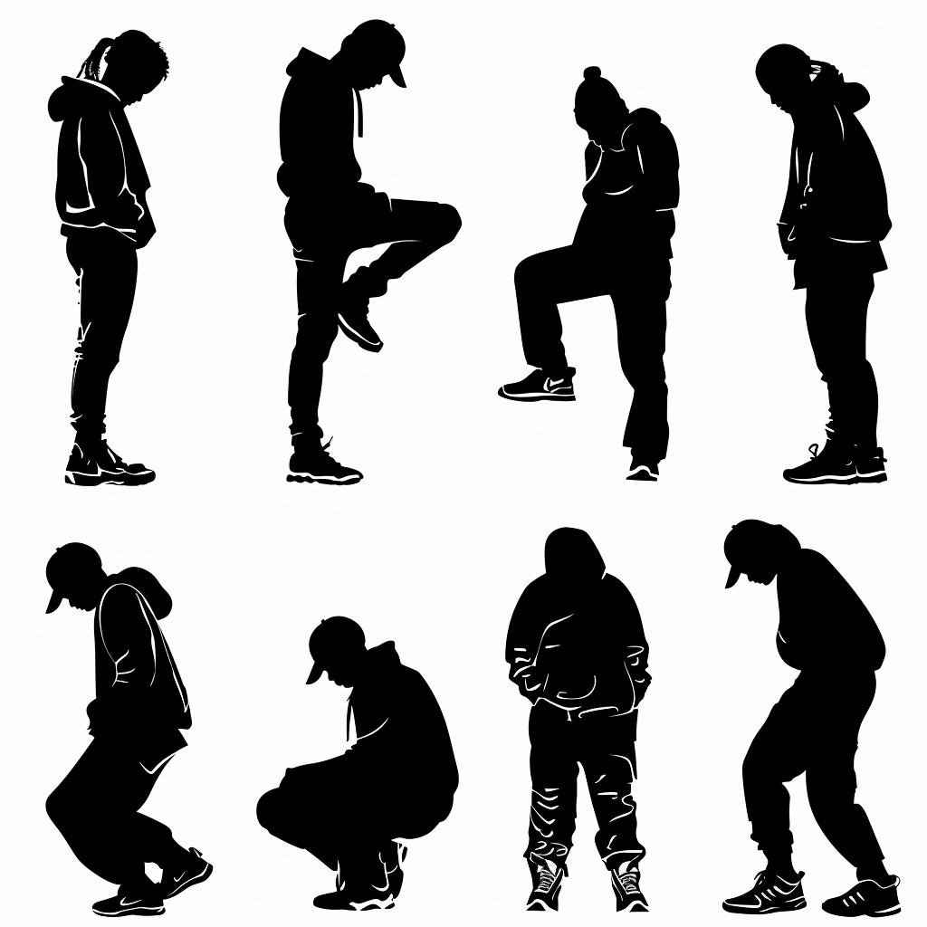 Person silhouette in various stances