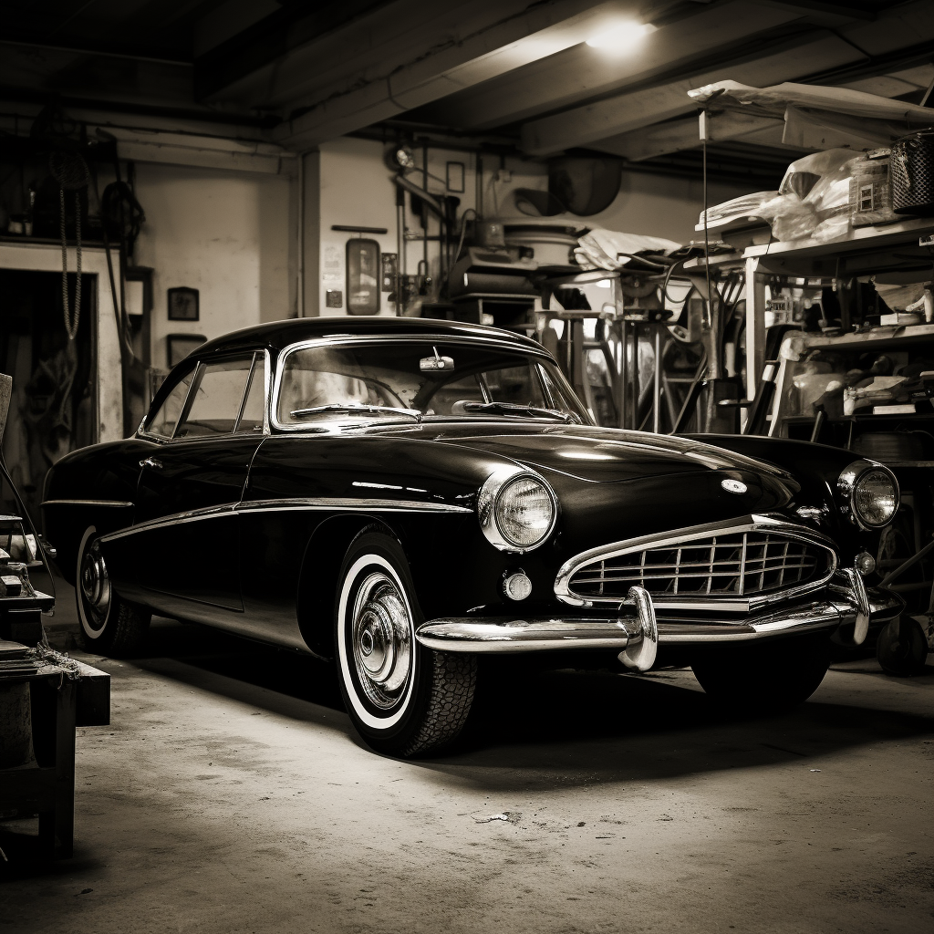 Old Classic Car in Garage