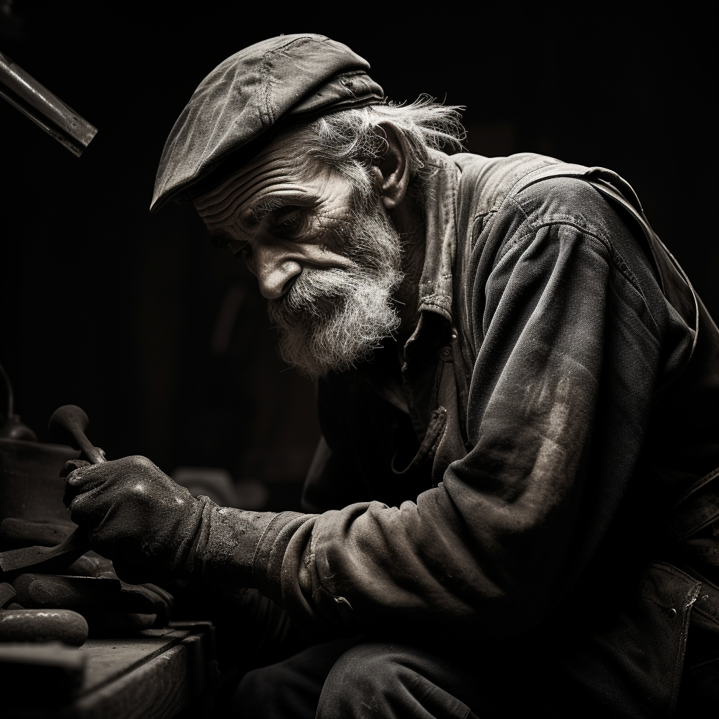 Romantic black and white photograph inspiring tradesmen