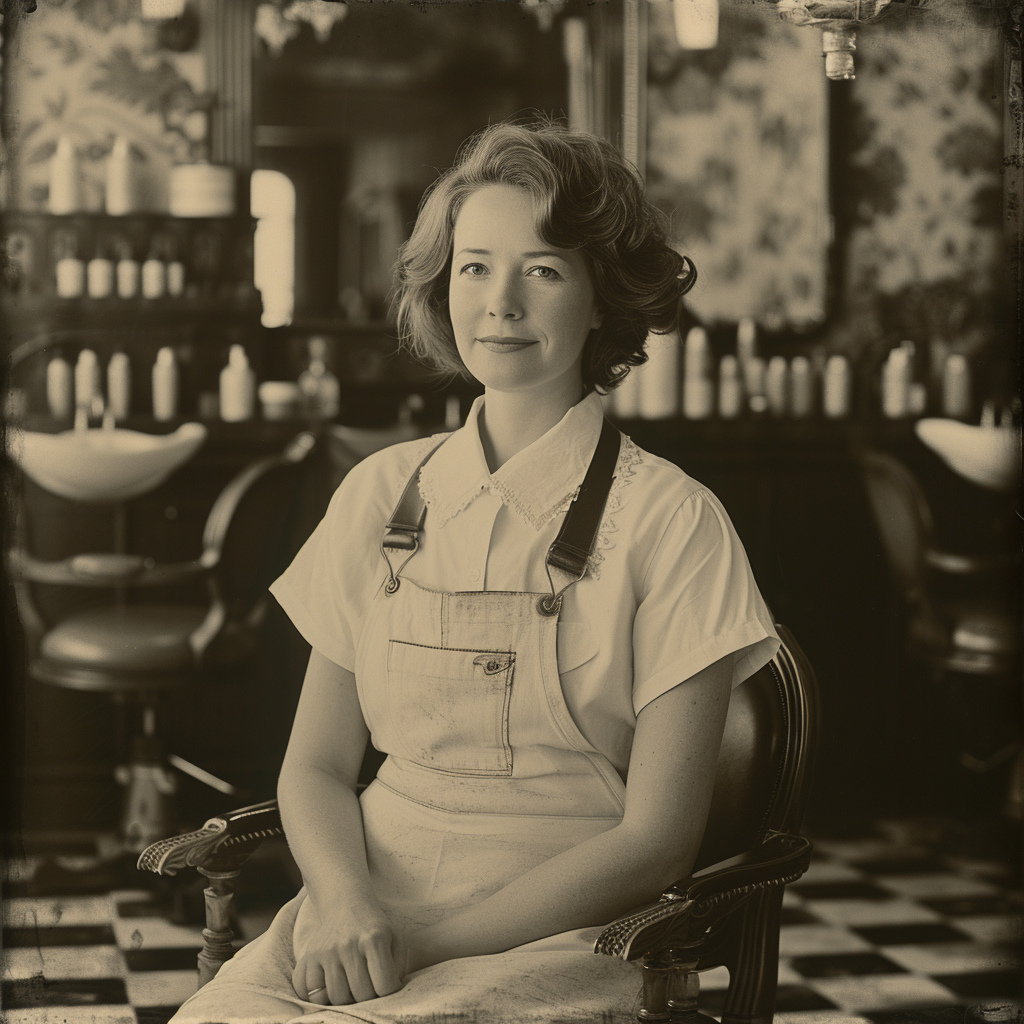 Vintage Hair Stylist in Sepia