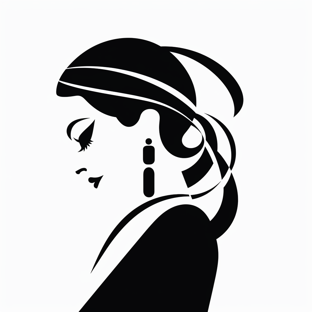 Black and White Minimalist Side Profile Drawing