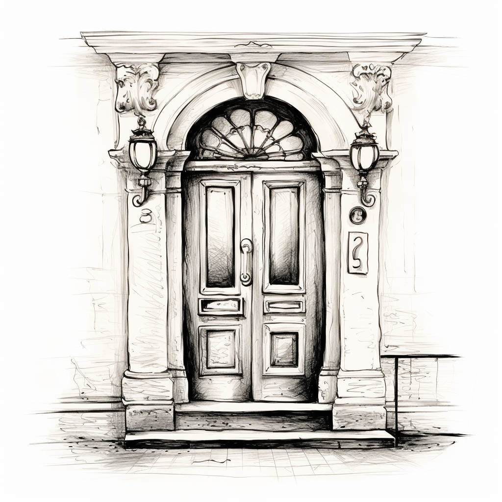 Black and White Sketch of Door Number 0.33