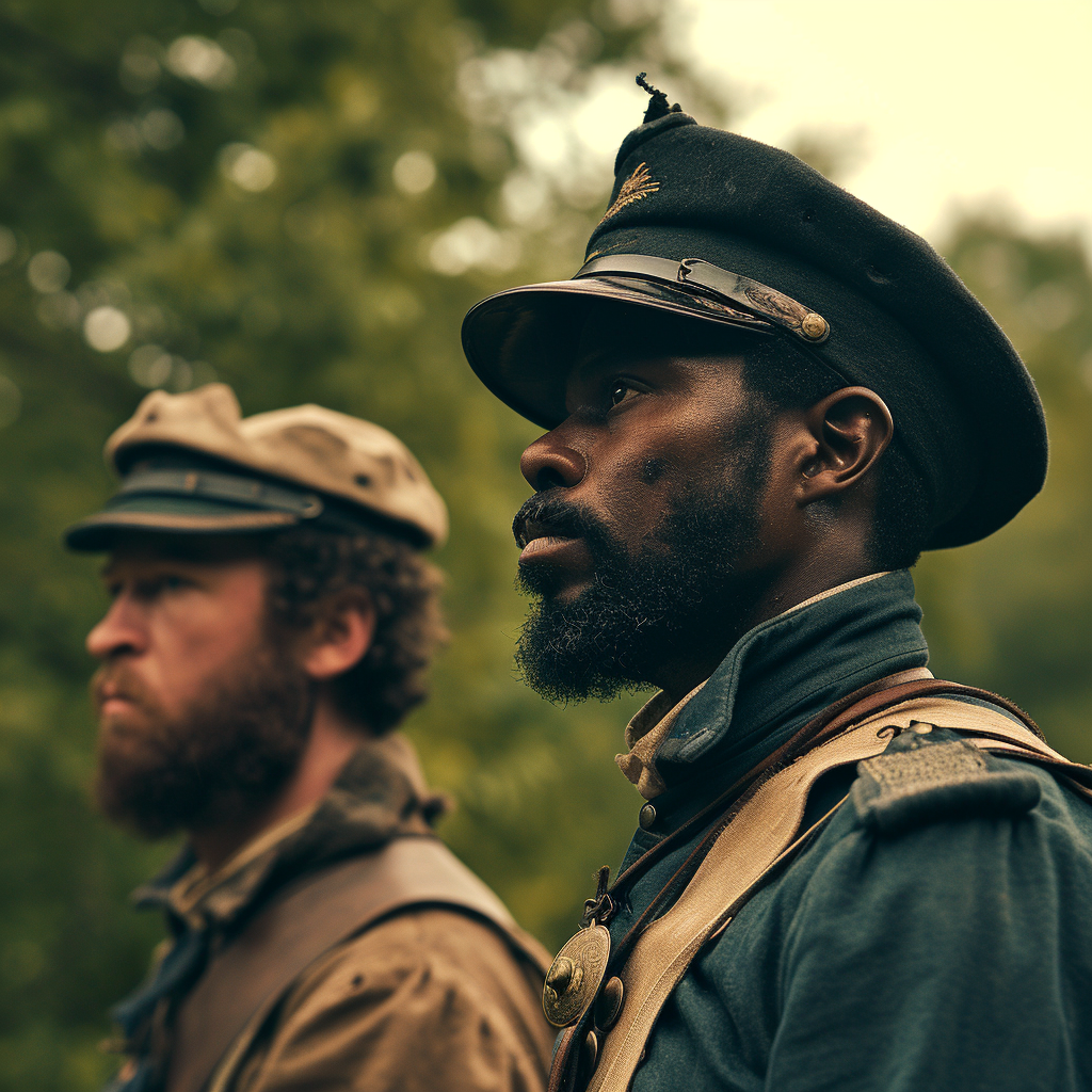 Historical Image of Black and White Soldiers in Union Army