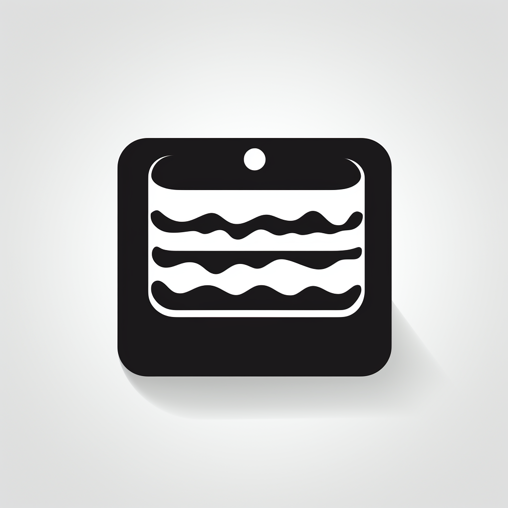 Black and white square cake icon