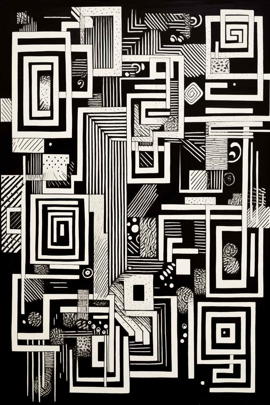 black and white squares art