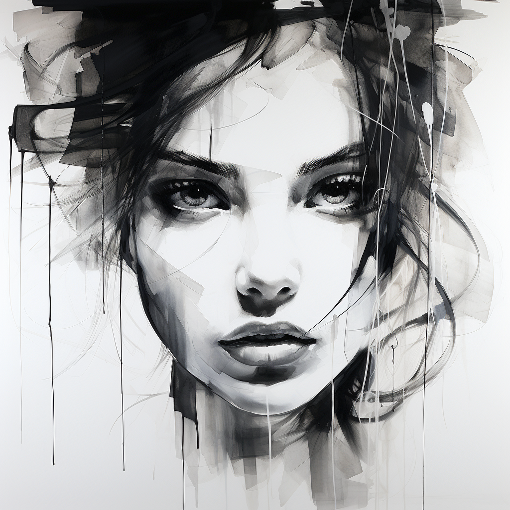 Beautiful black and white style woman drawings